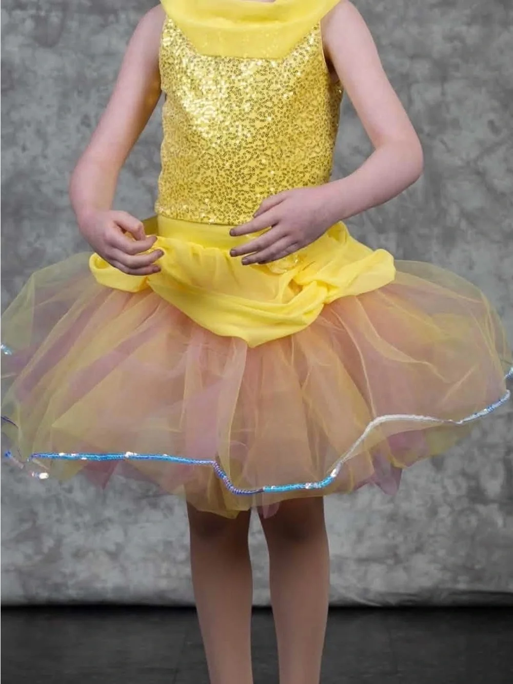 Weissman Yellow Glitter Tulle Dance Costume